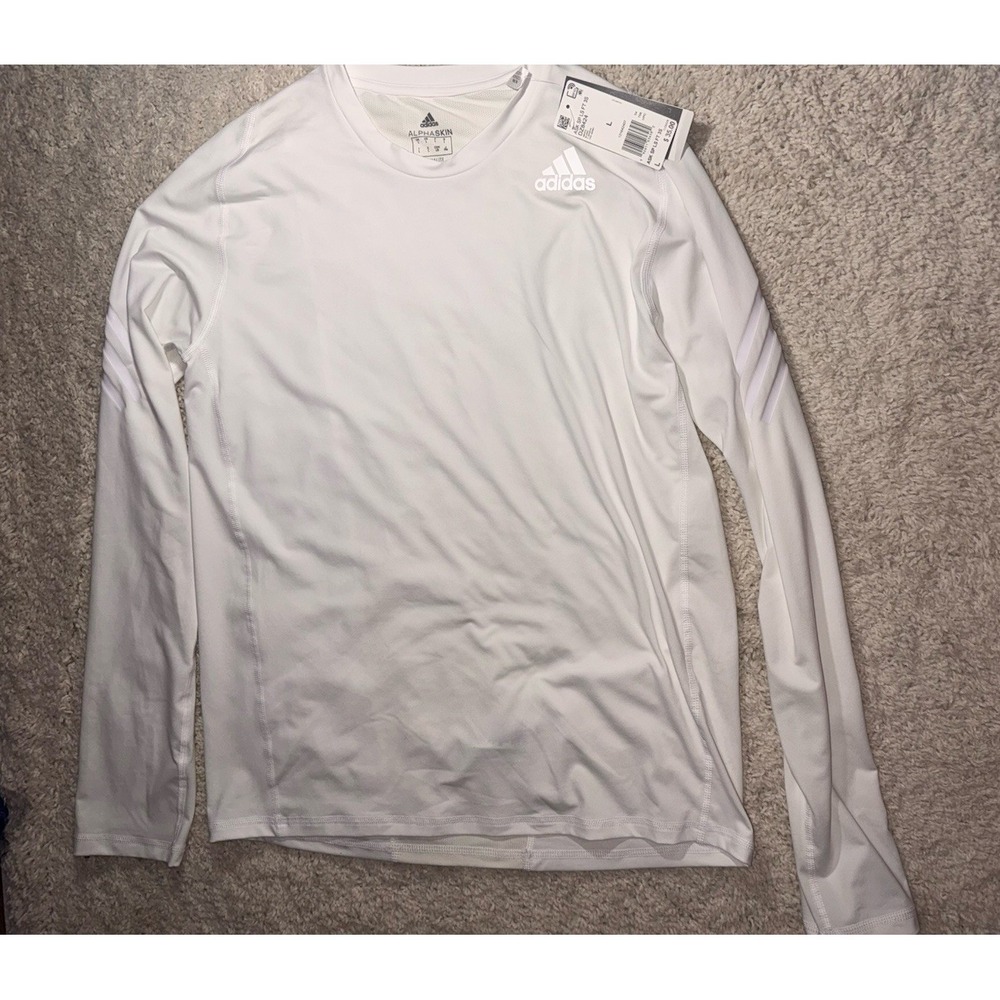 adidas Men's Climalite Performance Long Sleeve Blue/White, Large NWT